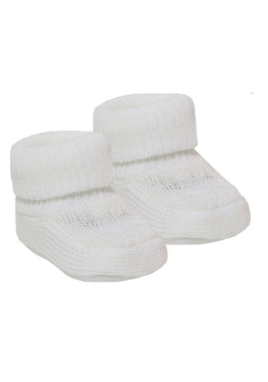 White Cable Knitted Booties