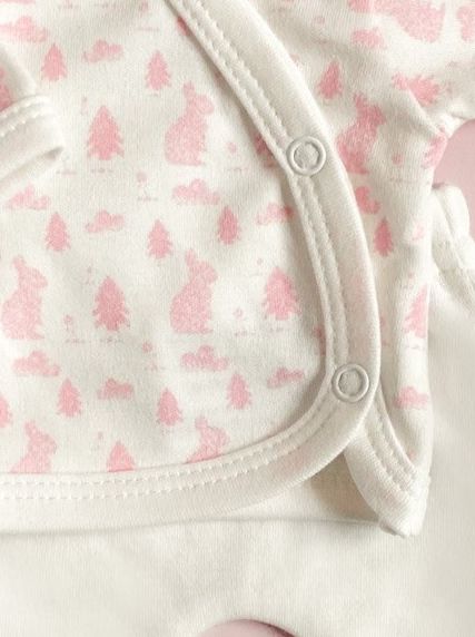 Wrap Top & Trouser Set. Bunny Meadow, Organic Cotton Tiny & Small