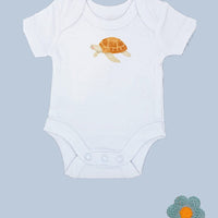 Blue zipped Sleepsuit & Turtle Motif Bodysuit Set. Sleepsuit / Babygrow Little Dreamer 