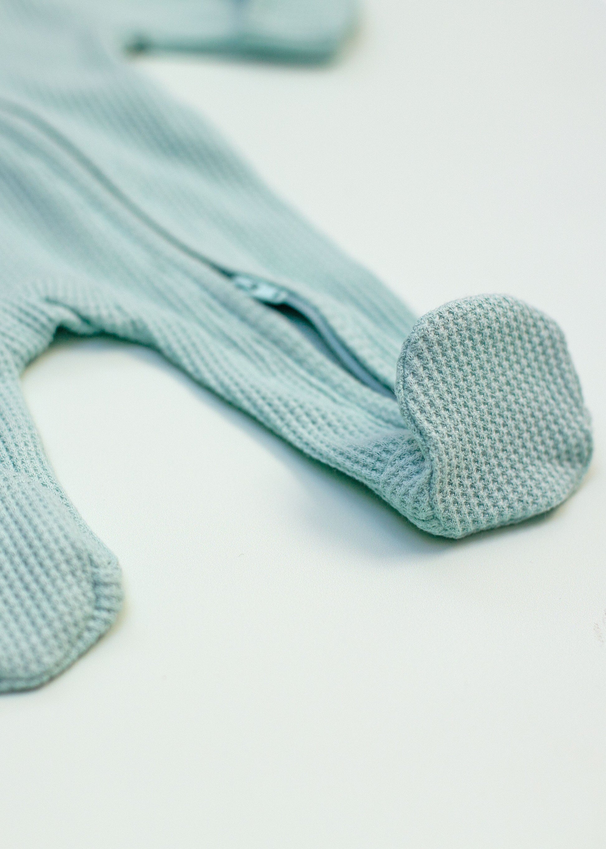 Tiny Baby Sleepsuit With Zips, Integrated Mitts, Footed - Mint Green/Blue Sleepsuit / Babygrow Little Dreamer 