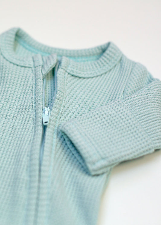 Tiny Baby Sleepsuit With Zips, Integrated Mitts, Footed - Mint Green/Blue Sleepsuit / Babygrow Little Dreamer 