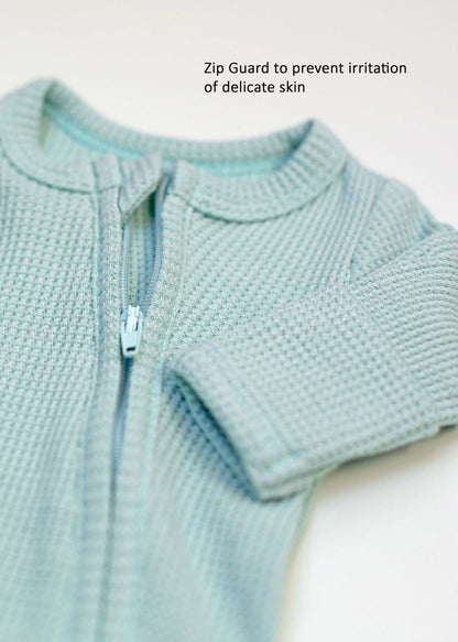 Tiny Baby Sleepsuit With Zips, Integrated Mitts, Footed - Mint Green/Blue Sleepsuit / Babygrow Little Dreamer 