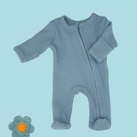 Zipped Premature Baby Sleepsuit, Fold-Over Mitts - Blue Sleepsuit / Babygrow Little Dreamer 
