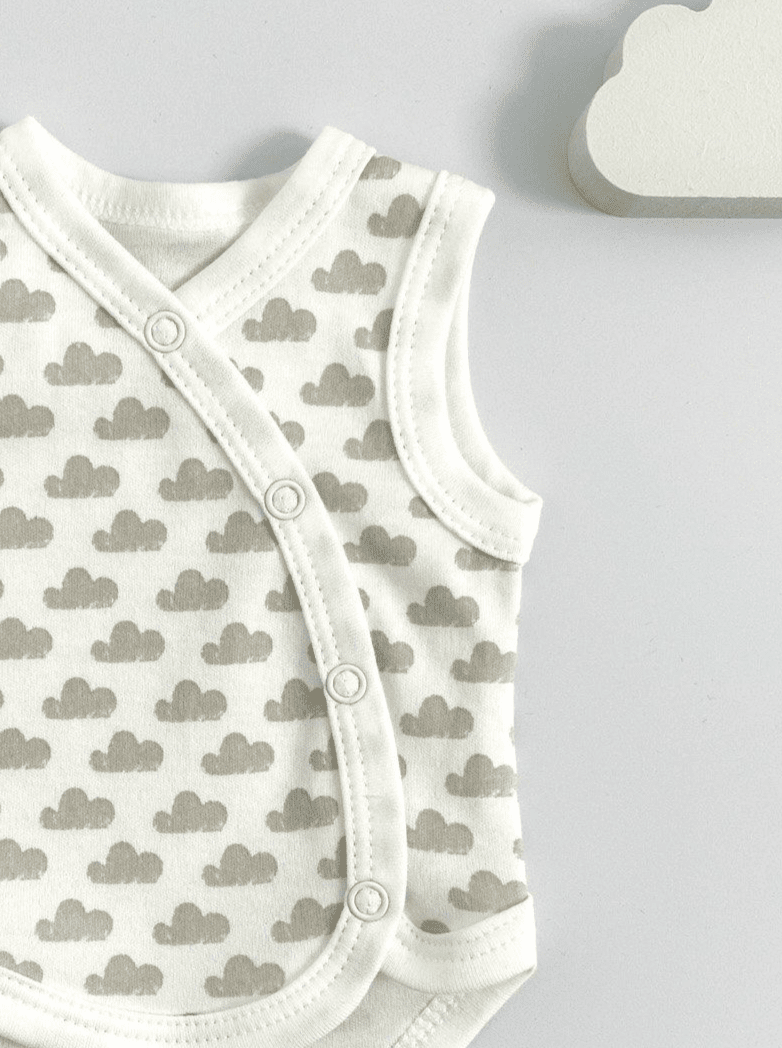 Incubator Vest, Silver Cloud, Premium 100% Organic Cotton Bodysuit / Vest Tiny & Small 