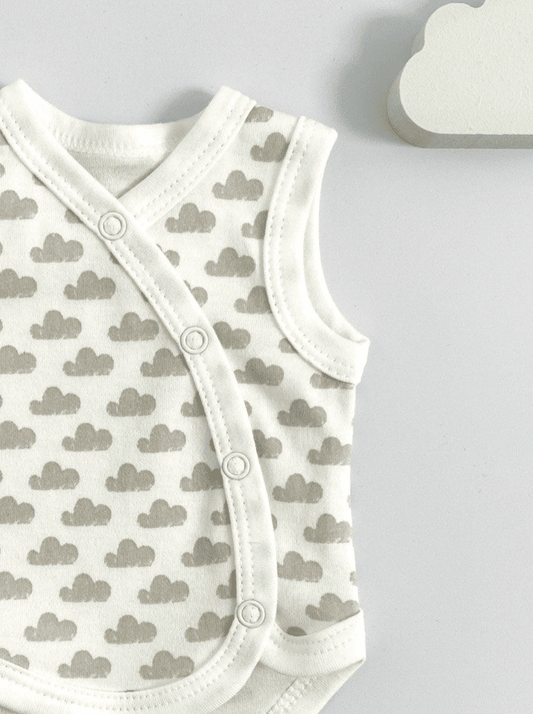Incubator Vest, Silver Cloud, Premium 100% Organic Cotton Bodysuit / Vest Tiny & Small 