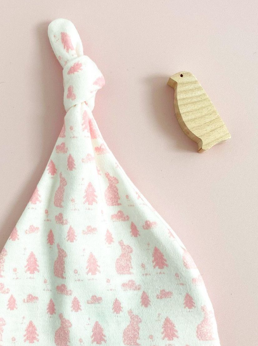 Knotted Hat, Bunny Meadow, Premium 100% Organic Cotton Tiny & Small