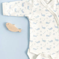 Premature Baby Bodysuit, Ocean Blue, Premium 100% Organic Cotton Tiny & Small