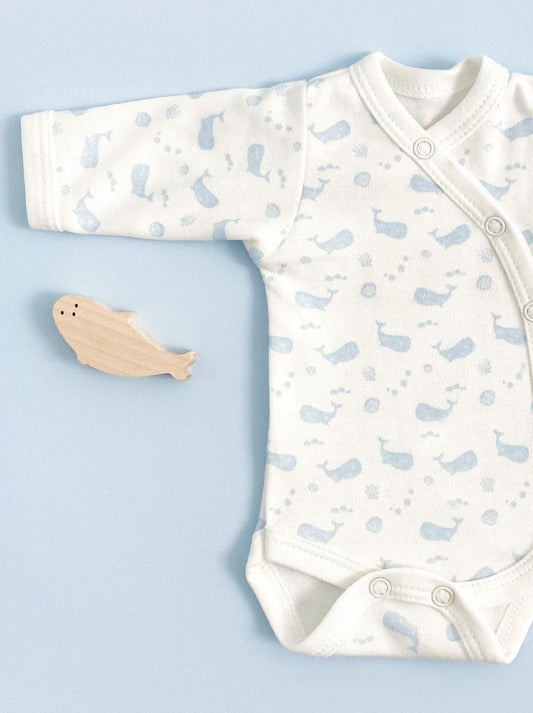 Premature Baby Bodysuit, Ocean Blue, Premium 100% Organic Cotton Tiny & Small