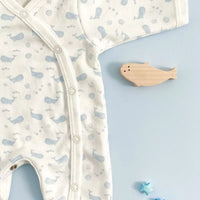 Tiny Baby Sleepsuit, Ocean Blue, Premium 100% Organic Cotton Tiny & Small