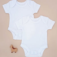 2 Pack 100% Organic Cotton Baby Bodysuit with Capped Sleeves - White Little Dreamer