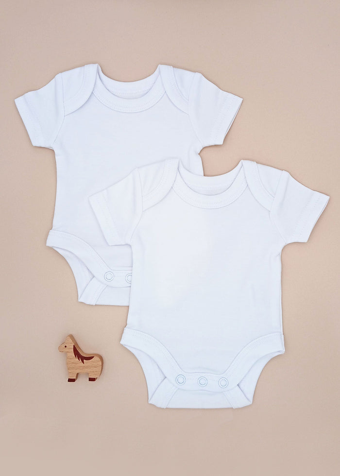 2 Pack 100% Organic Cotton Baby Bodysuit with Capped Sleeves - White