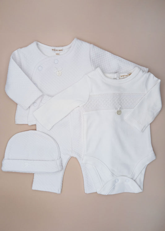 White Waffle Tiny Baby - Four Piece Set Outfit Mintini Baby 