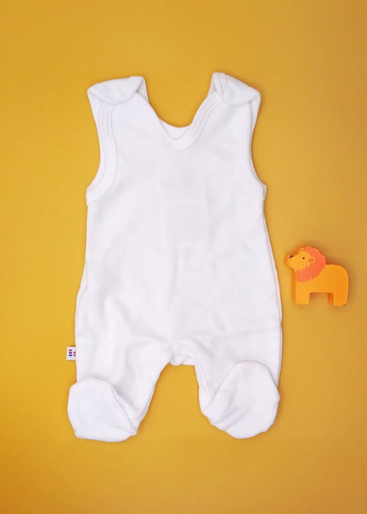 Early Baby Footed Dungarees - White Dungaree EEVI 