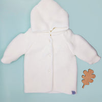 White Knitted Baby Jacket - 3 Buttons Cardigan / Jacket La Manufacture de Layette 