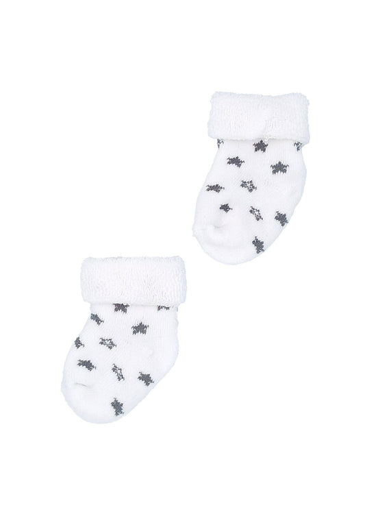 White With Grey Stars Stay-on Towelling Premature Baby Socks Socks Little Mouse Baby Clothing & Gifts 