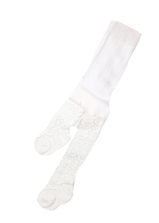White Tiny Baby Tights. Cotton, Lacy Hearts Tights Nursery Time 