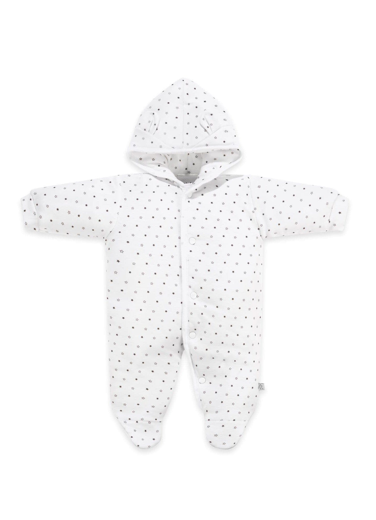 White Starry Snowsuit, Bear Ears on Hood Snowsuit / Pramsuit Dandelion 