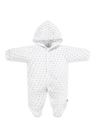White Starry Snowsuit, Bear Ears on Hood Snowsuit / Pramsuit Dandelion 