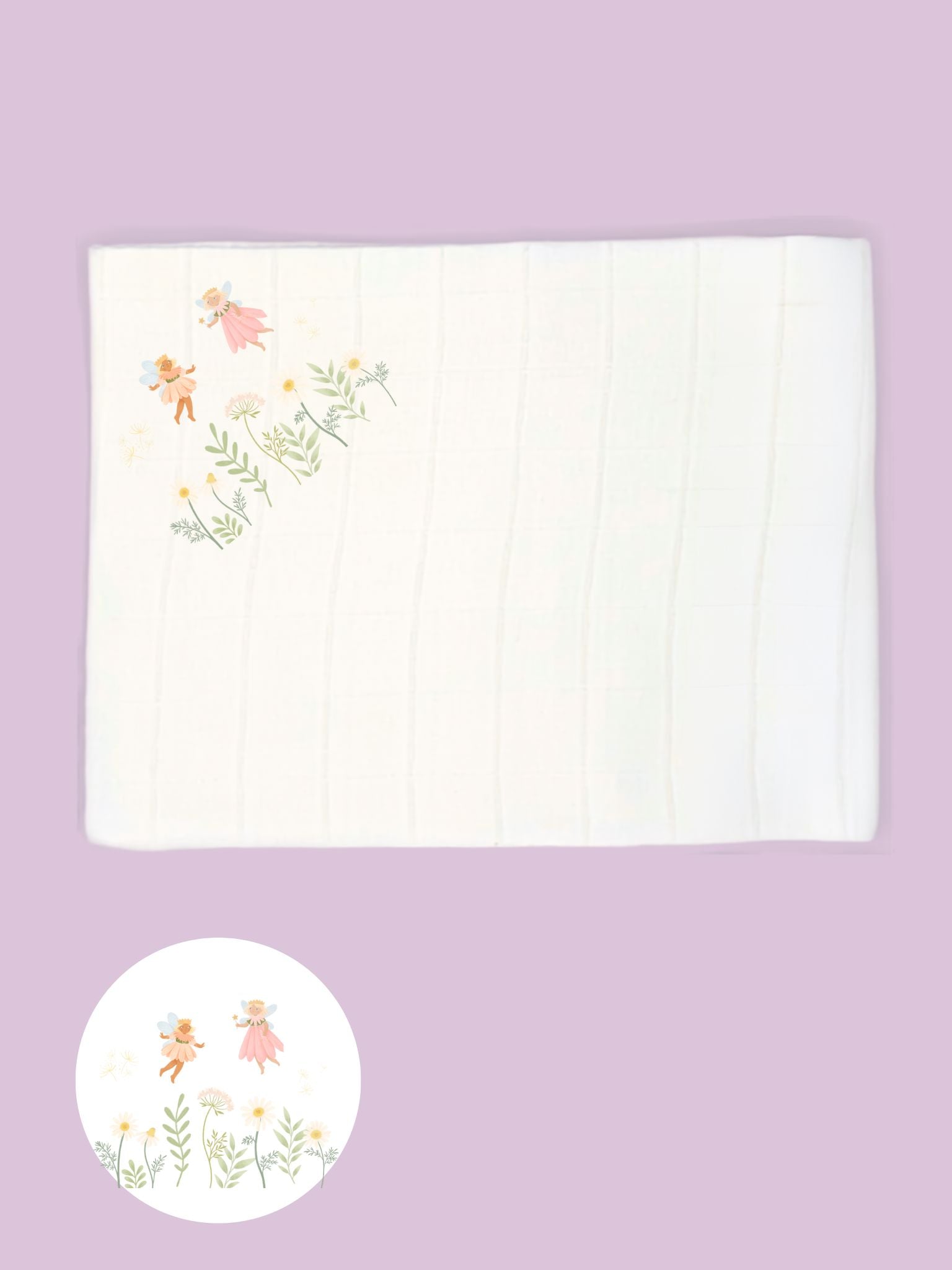 'Fairy Garden' 100% Pure Cotton Muslin - 70cm x 70cm - One Muslin Muslin Little Mouse Baby Clothing & Gifts White 