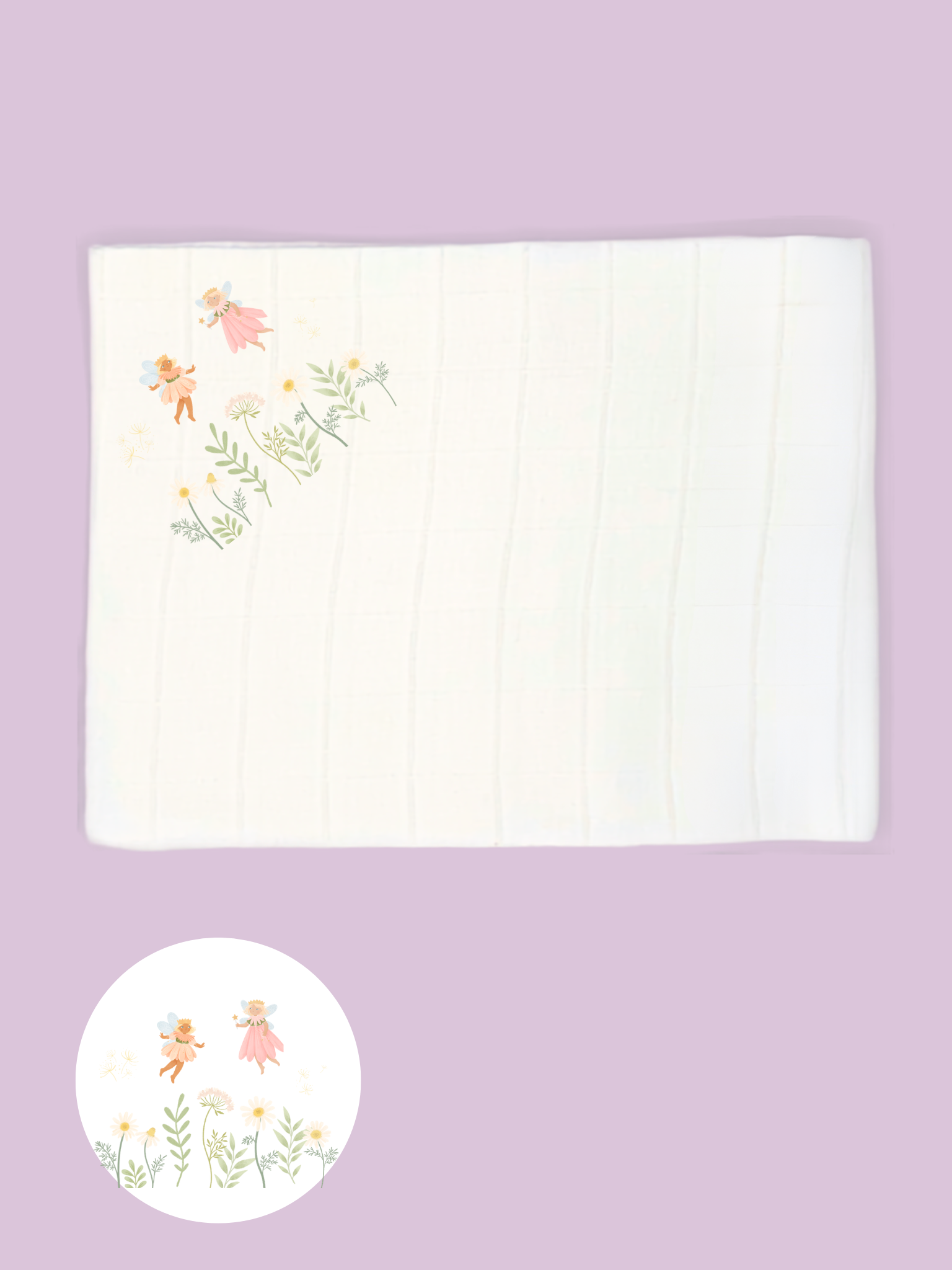 'Fairy Garden' 100% Pure Cotton Muslin - 70cm x 70cm - One Muslin