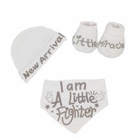 'Little Miracle' 3 Piece, Hat, Bib & Booties Set - White Set/Multipack Soft Touch 