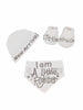 'Little Miracle' 3 Piece, Hat, Bib and Booties Set - White - Set - Soft Touch