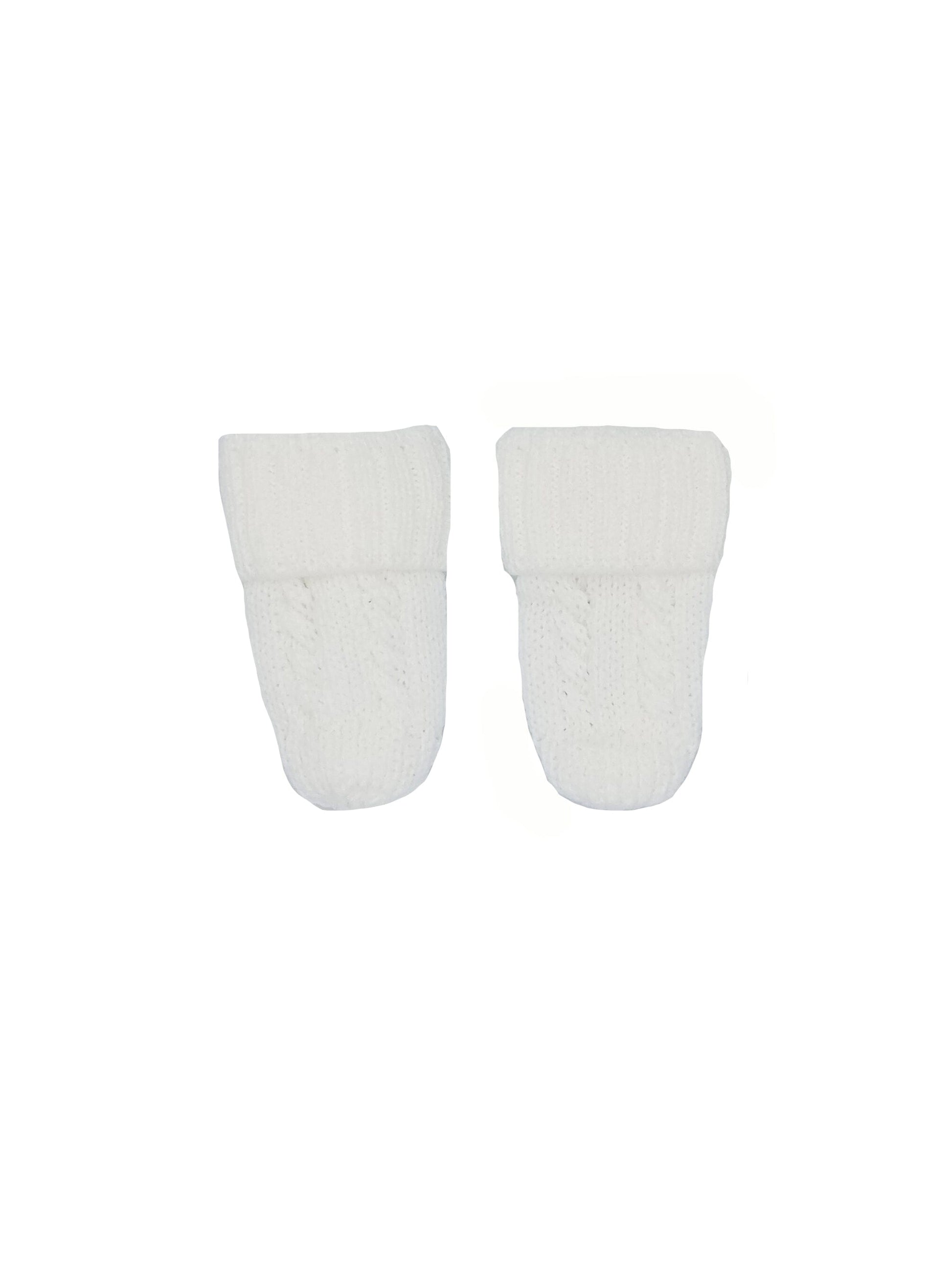 Tiny Baby Knitted Mittens, White Mittens Soft Touch 