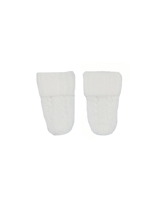Tiny Baby Knitted Mittens, White Mittens Soft Touch 