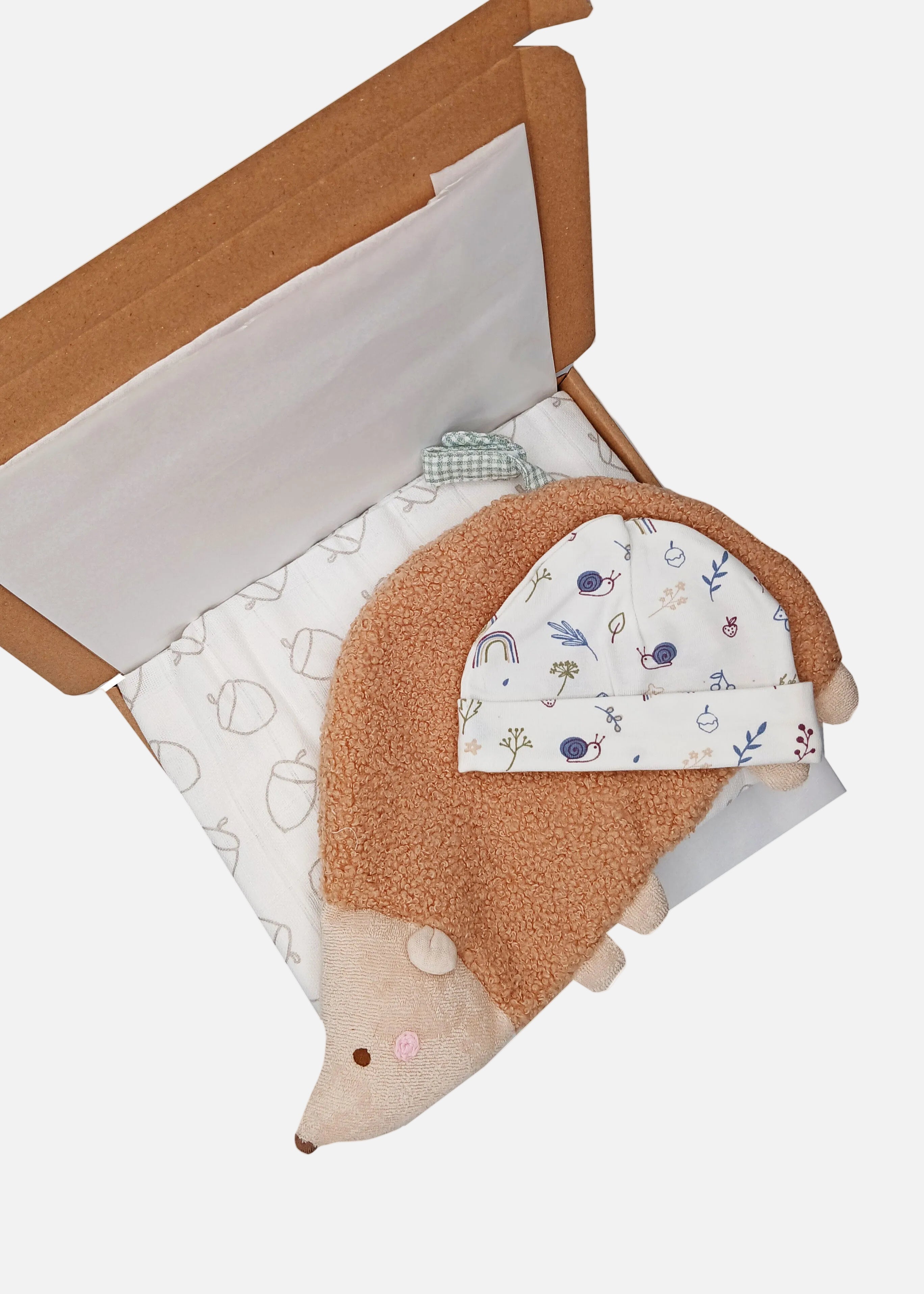Woodland Animals Gift Box - Hat, Muslin and Snuggle Toy Gift Set Little Mouse Baby Clothing & Gifts 
