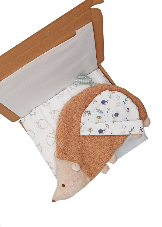 Woodland Animals Gift Box - Hat, Muslin and Snuggle Toy Gift Set Little Mouse Baby Clothing & Gifts 