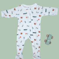 2 Pack Zipped Sleepsuits - Happy Snail and Caterpillar