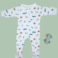 2 Pack Zipped Sleepsuits - Happy Snail and Caterpillar