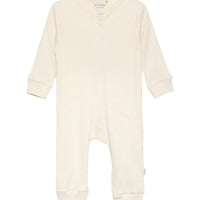Zip Up Minymo Ribbed Sleepsuit - Cream Sleepsuit / Babygrow Miny Mo 