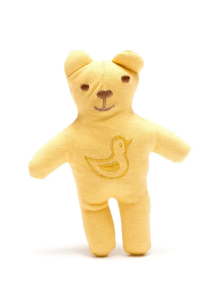Fairtrade Teddy Bear With Embroidered Duck - Yellow