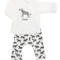 Organic Cotton Premature Baby Wrap Top, Trouser, Hat & Sock Set - 'Cute' Zebra Top & Trousers Tiny & Small 