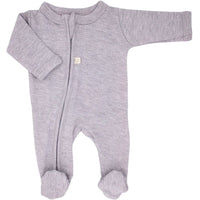 100% Cotton Footed Zip Up Sleepsuit - Grey Sleepsuit / Babygrow Little Lumps 