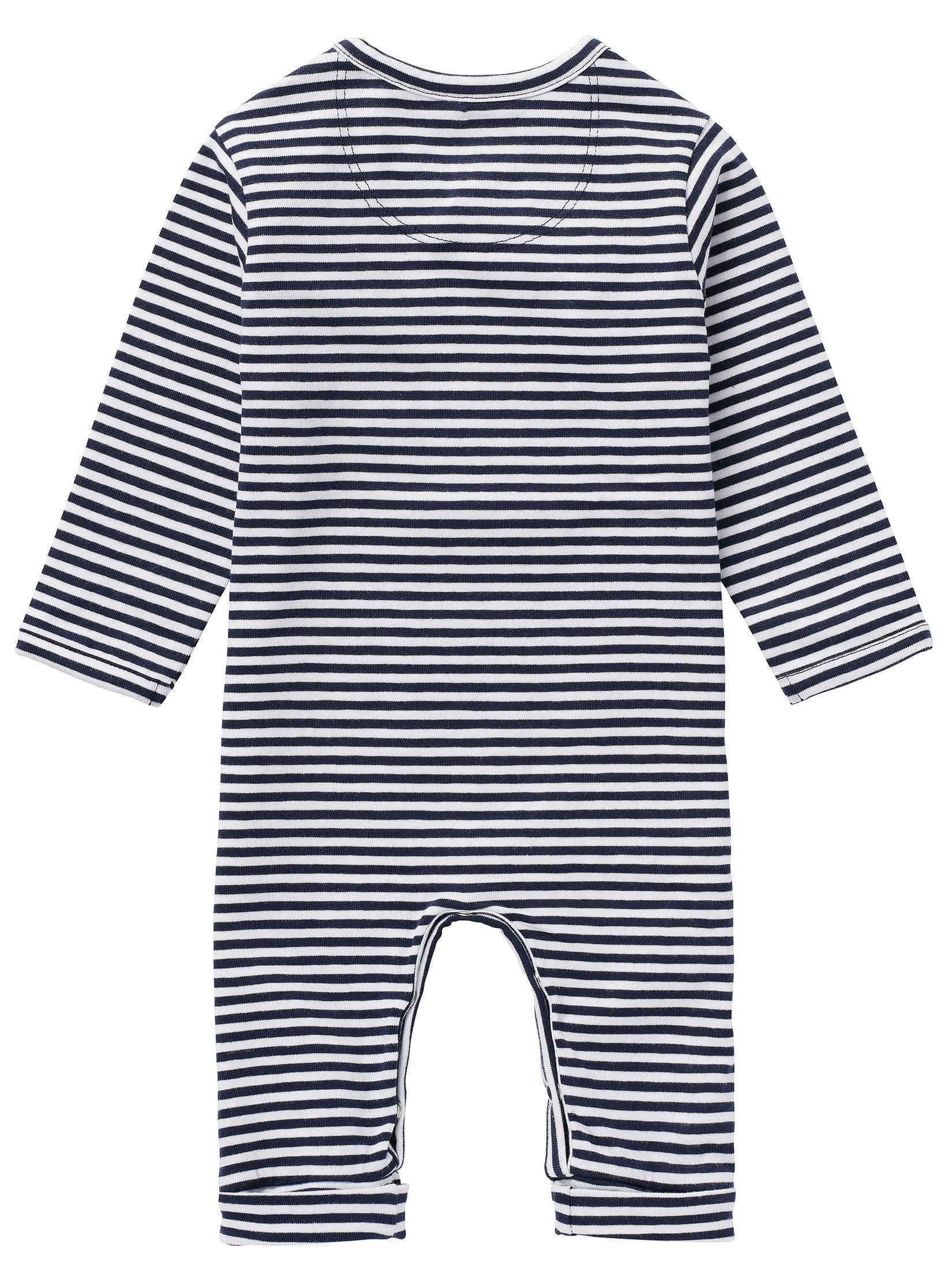 Striped Footless Sleepsuit - Navy & White - Sleepsuit / Babygrow - Noppies