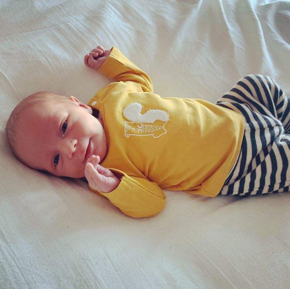 Mustard Textured Squirrel Top - Organic (Tiny Baby Size, 4-7lb) Top / T-shirt Noppies 