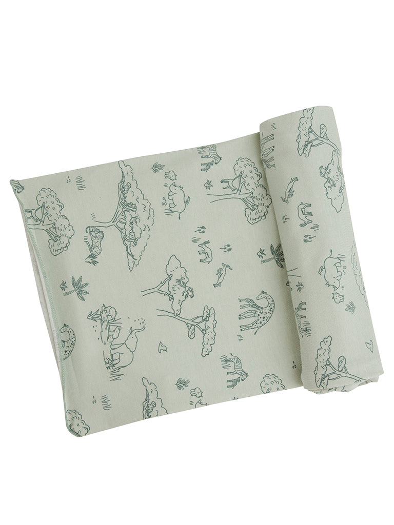 Safari Family Print Organic Swaddle Blanket - Swaddle Blanket - Angel Dear