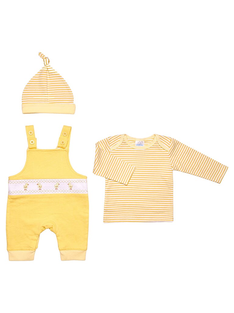 Lemon Smocked Baby Chick 3PC Overalls Set - Set - Just too Cute