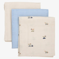 3 Pack, Organic Cotton Muslins, Celestial Blue, 70 x 70 cm Muslin Pippi 