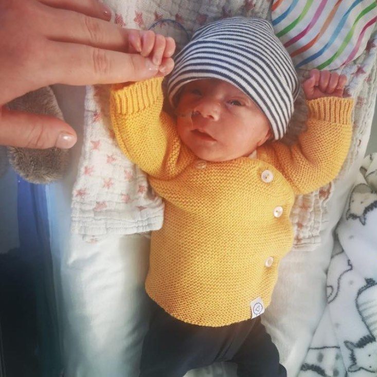 Knitted Premature Baby Cardigan, Mustard - Cardigan / Jacket - La Manufacture de Layette