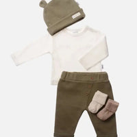 5-Piece Rib Knit Set With Olive Trousers Outift Liliput 