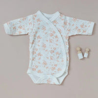 Bodysuit, Apricot Floral, Premium 100% Organic Cotton Bodysuit / Vest Tiny & Small 