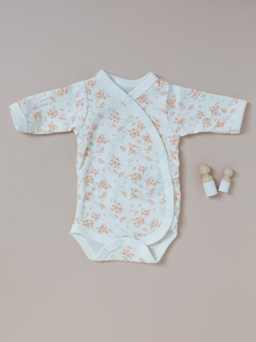 Bodysuit, Apricot Floral, Premium 100% Organic Cotton - Bodysuit / Vest - Tiny & Small