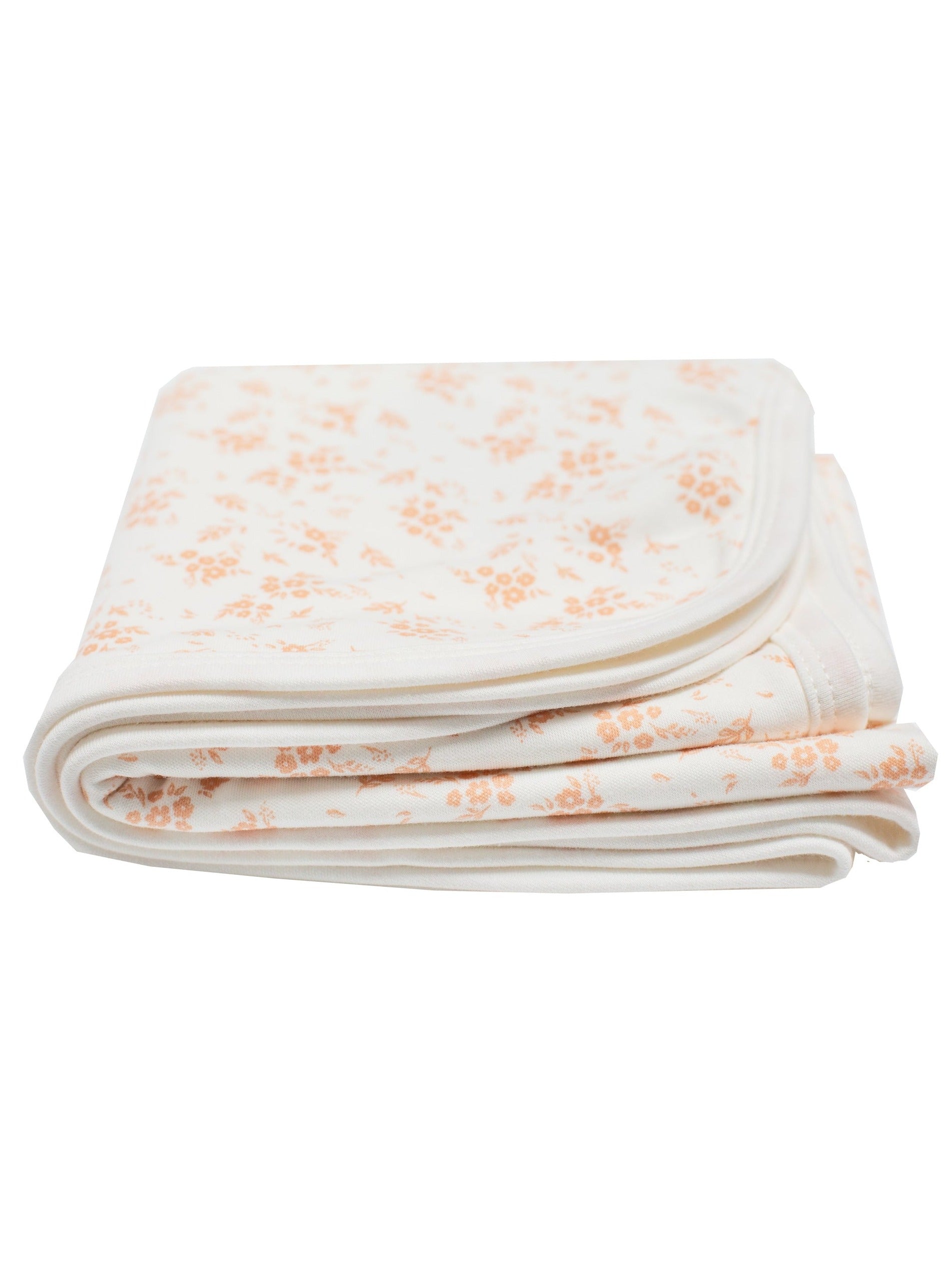 Organic Cotton Baby Blanket, Apricot Floral - Blanket - Tiny & Small