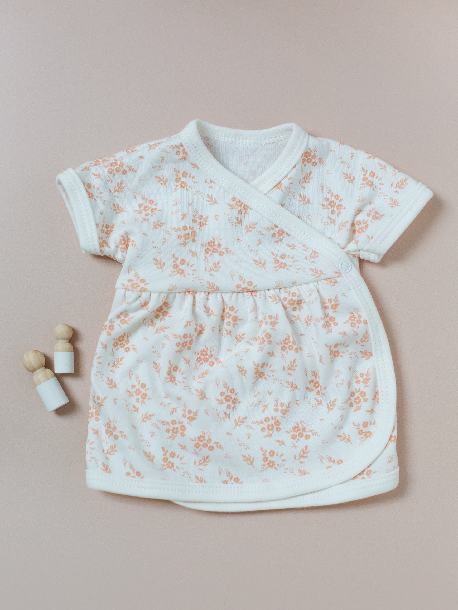 Dress, Apricot Floral, Premium 100% Organic Cotton - Dress - Tiny & Small