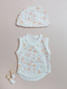 Incubator Vest & Round Hat Set, Apricot Floral, 100% Organic Cotton - Set - Tiny & Small