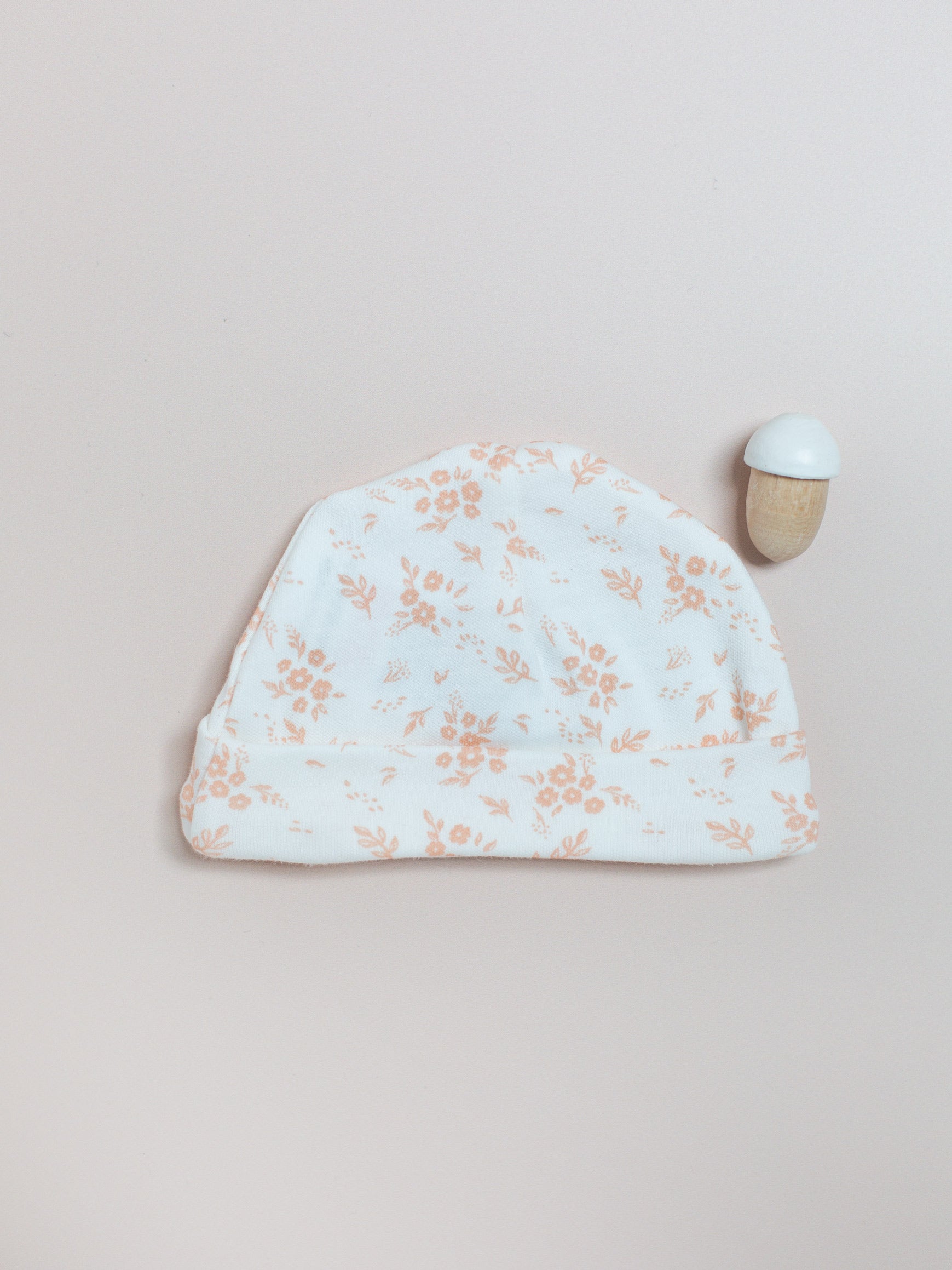 Premature Baby Hat, Apricot Floral, Premium 100% Organic Cotton - Hat - Tiny & Small