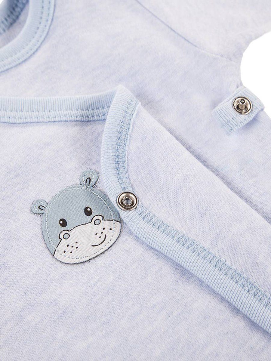 Early Baby Long Sleeved Bodysuit, Cute Hippo Design - Blue Bodysuit / Vest EEVI 